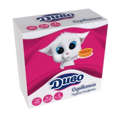 Серветки паперові Диво 24x24 50шт Серветки паперові Диво 24x24 50шт