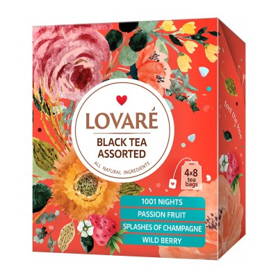 Чай черный пакетированный Lovare ассорти 1,5г X 32шт