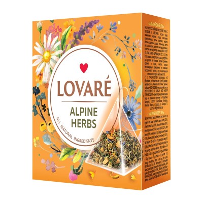 Чай пакетований Lovare Alpine Herbs в пірамідках 2г X 15шт