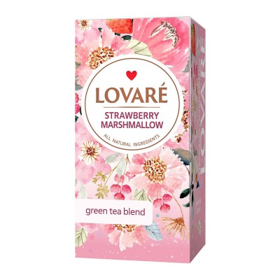 Чай зелений пакетований Lovare Strawberry Marshmallow 1,5г X 24шт