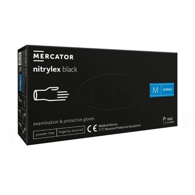 Рукавиці нітрилові Mercator Medical Nitrylex Basic, чорні M X 100шт