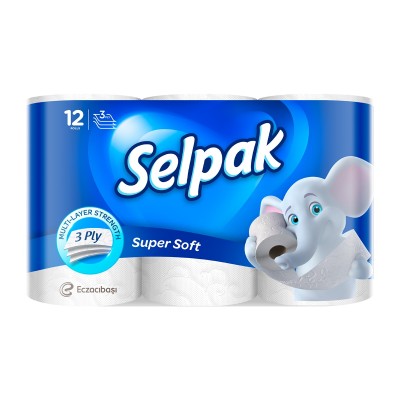 Папір туалетний Селпак (Selpak) тришаровий Super Soft X 12шт