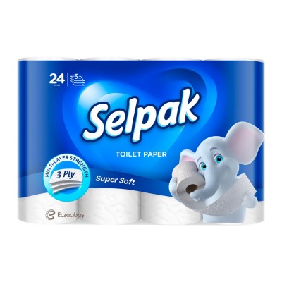Туалетная бумага Selpak трехслойная Белая - 24 рулона