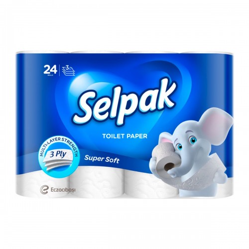 Туалетная бумага Selpak трехслойная Белая - 24 рулона