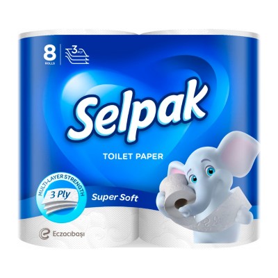Туалетная бумага SELPAK Super Soft 8 рул/пак. белый 