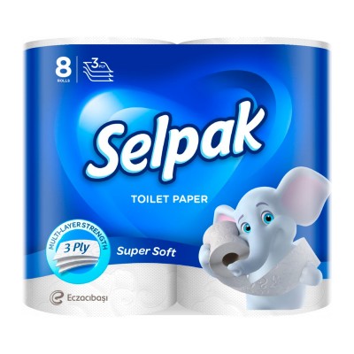 Папір туалетний Селпак (Selpak) тришаровий Super Soft X 8шт